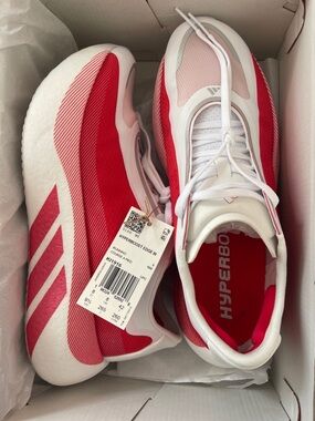 adidas Hyperboost Edge Running Shoes - White & Red / Pink women’s size 9.5